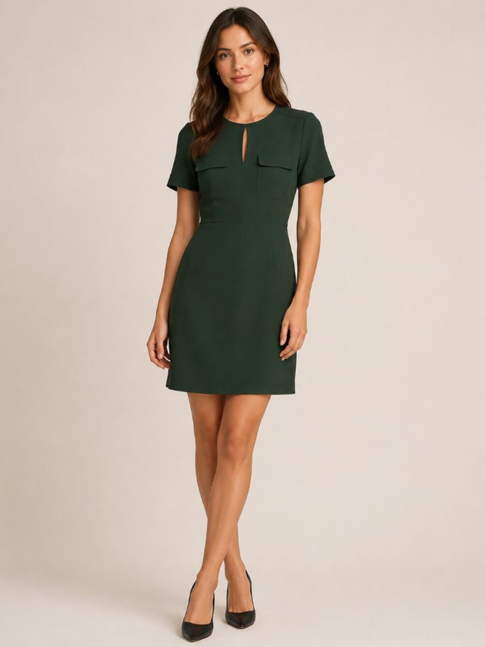 Banana Republic Factory Size 8 Hunter Green Keyhole Pocket Shift Dress